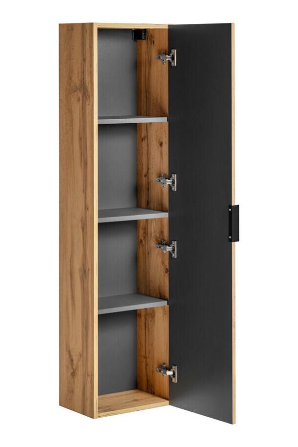 KOMPLETT BADEROMSMØBELSETT ADEL OAK 60 CM – HØYSKAP, MØBELSERVANT OG LED-SPEIL, ARMATUR